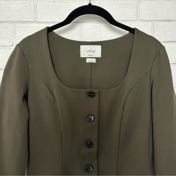 Wilfred Felice Ponte Top Ponte-knit button-up blouse Size 4 Green - Picture 9 of 15